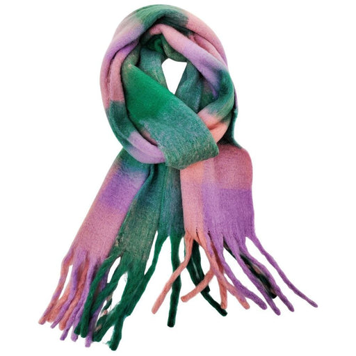 thick and soft winter scarf quincey green and ourple