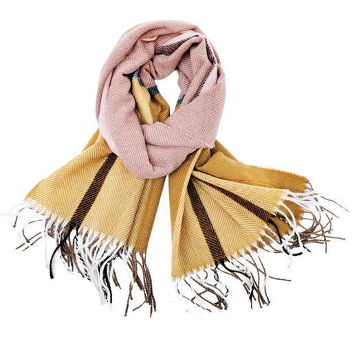 sibella pnk and mustard warm winter scarf womens fashion new season