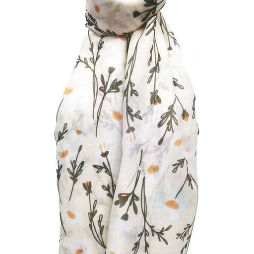 lighweight scarf for spring and summer daisy white