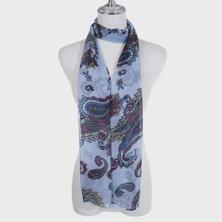 Paisley Soft Blue Scarf