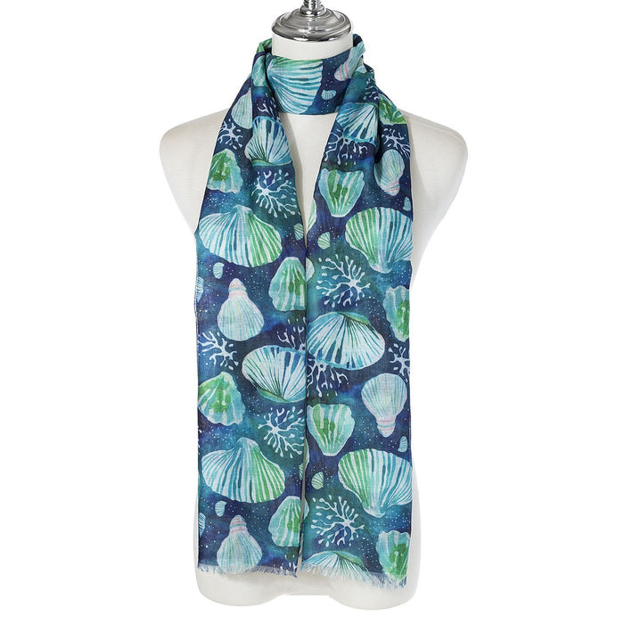 Shell Green & Navy Scarf