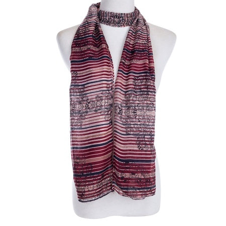 Stripe Floral Berry Scarf