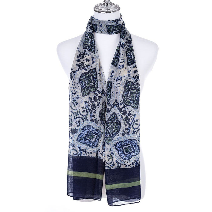 Ella Patterned Navy Scarf