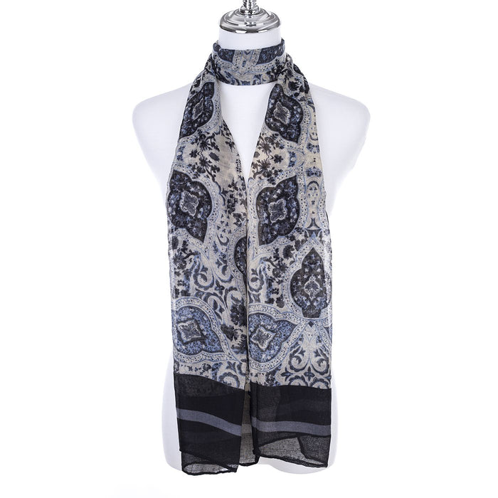 Ella Patterned Black Scarf