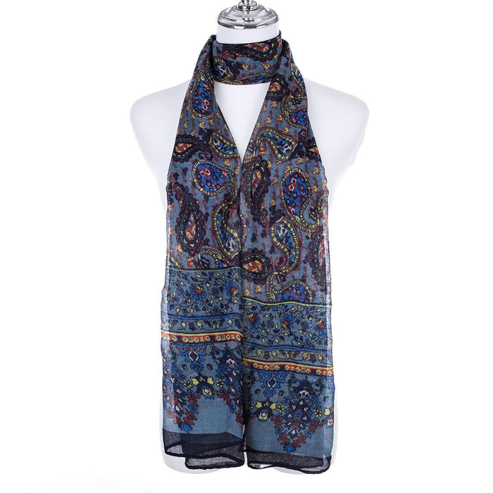 Paisley Print Navy Scarf