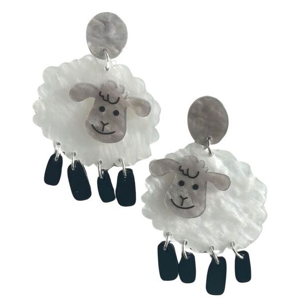 Sheep-shaped earrings with black legs  