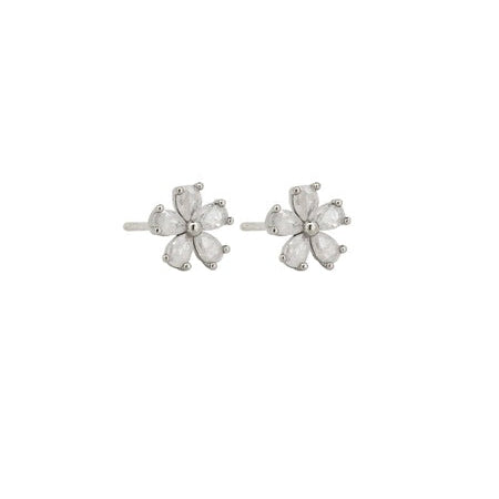 Pair of silver flower-shaped earrings  
