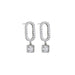 Silver  earrings with square gemstones 