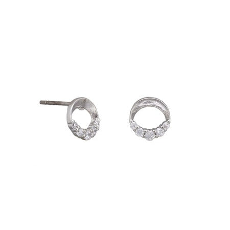Pair of silver hoop earrings with clear gemstones 