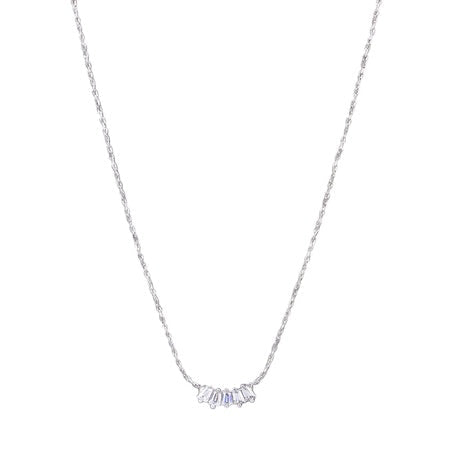 Silver necklace with small diamonds  