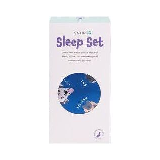 blue dog pillow case and eye mask set