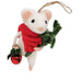 Felted mouse ornament with a red scarf  christmas decoration
