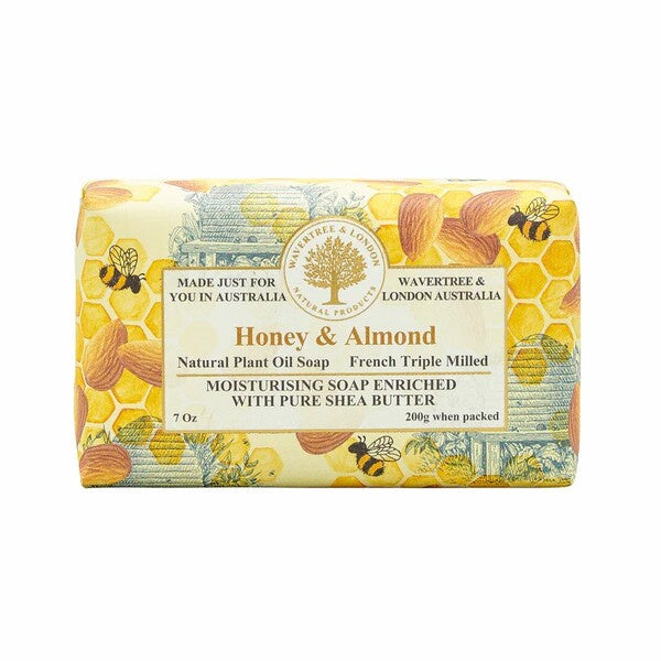 honey and almond soap bar packaged