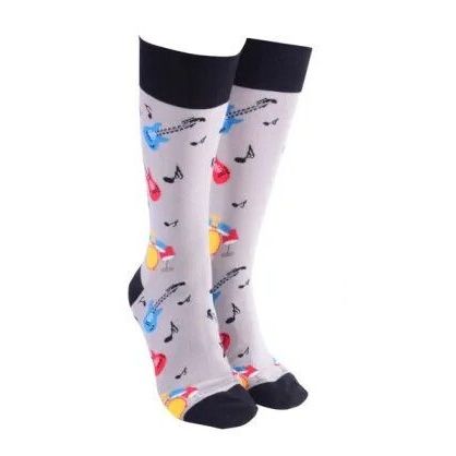 Colorful guitar and note patterned socks 