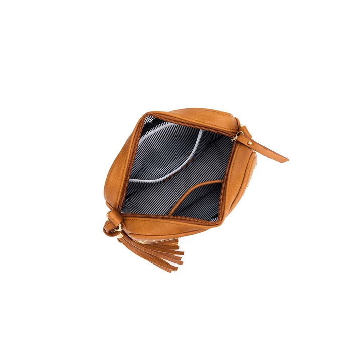soho tan handbag compact bag for women