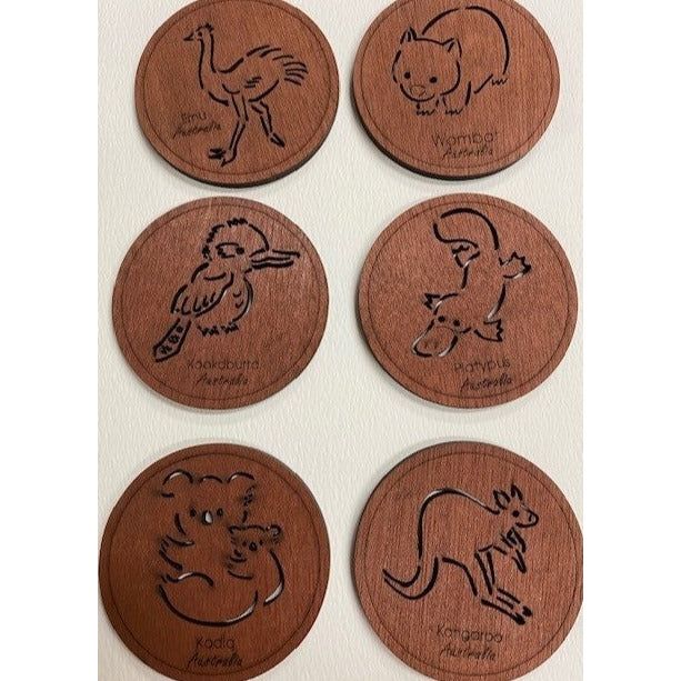 Aussie Animals Round Coaster Set of 6