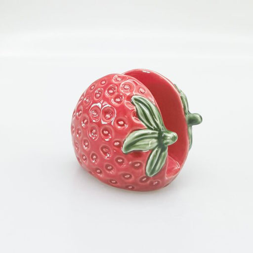 Ceramic strawberry-shaped napkin holder