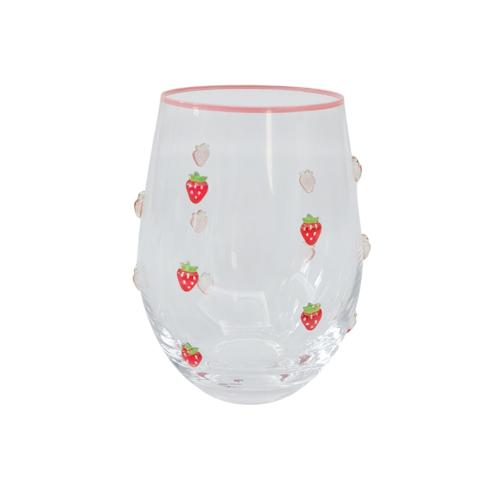 Kaya Strawberry Stemless Glass Red 12cm
