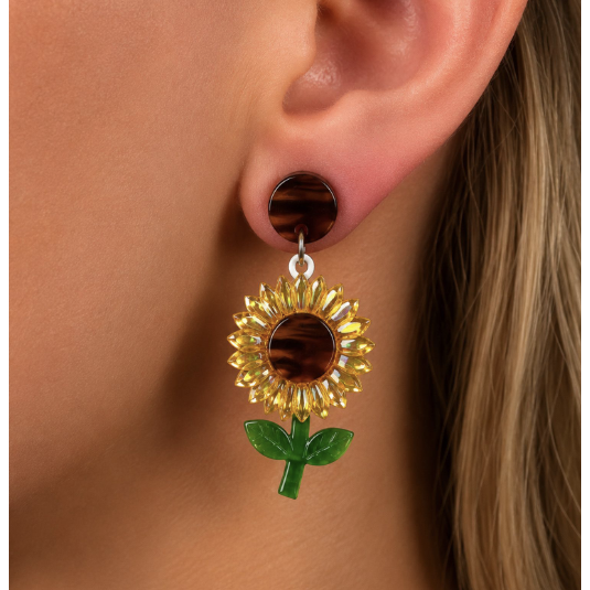 Iris Sunflower Earrings
