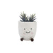 White planter with a smiling face 