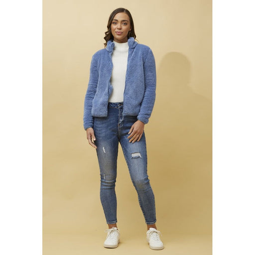 size 14 indigo blue fleece jacket for women