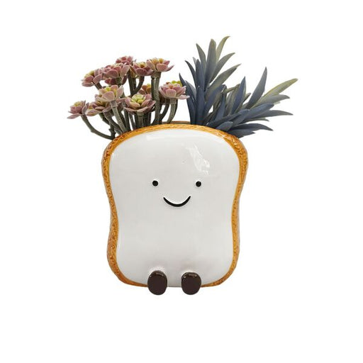 Ceramic toast-shaped planter 