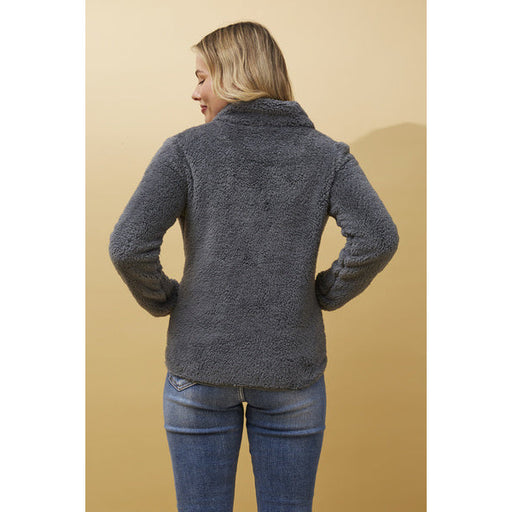 pewter fleece jacket with pockets