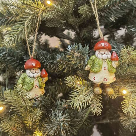 toadstool santa themed christmas tree decorations