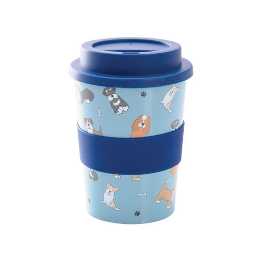 blue reusable travel cup dog pictures