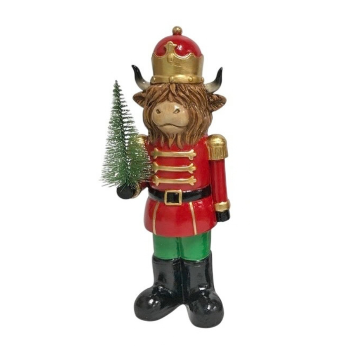 Highland Cow Christmas Ornament with Tree 21cm