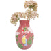 Decorative vase with floral design and hummingbird