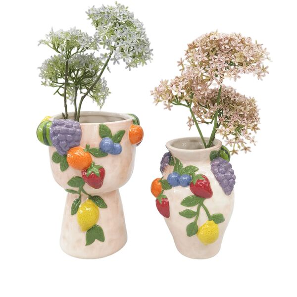vase with fruit on them tropical