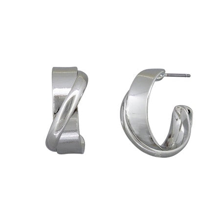 Pair of silver hoop earrings 
