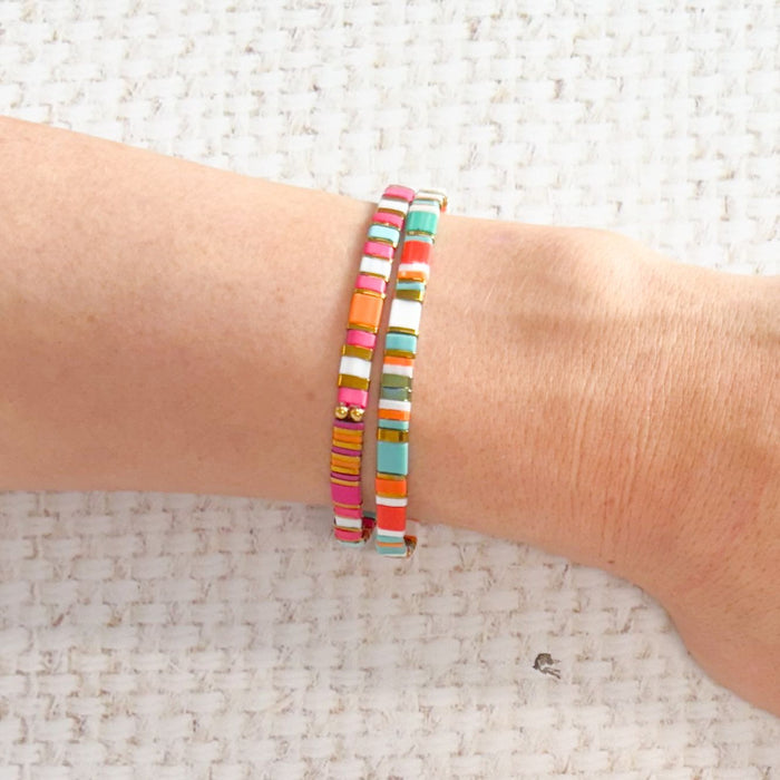 Journey Stretch Bracelet Turquoise & Orange