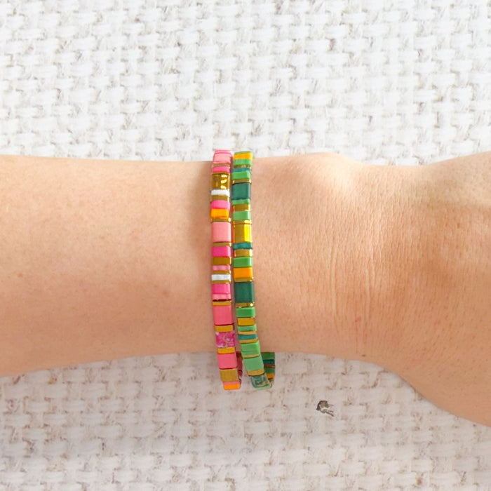 Journey Stretch Bracelet Green & Orange