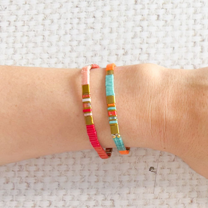 Journey Stretch Bracelet Red & Pink