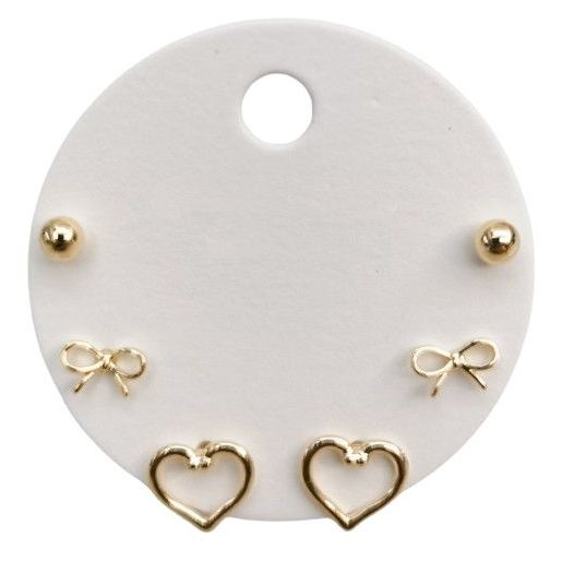Petite Heart & Stud Trio Earrings Gold
