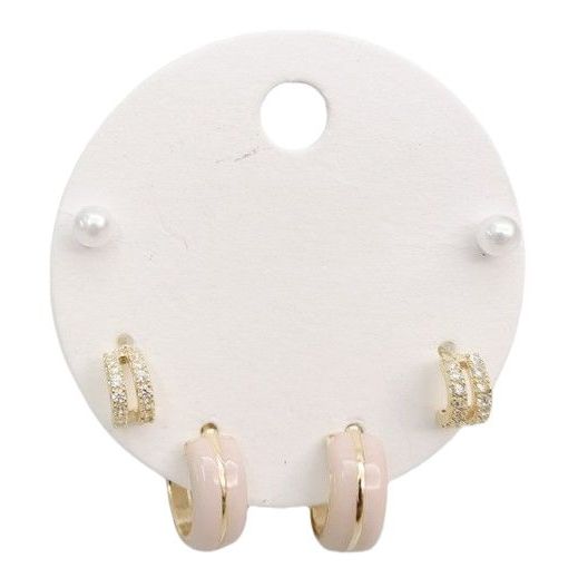 Petite Enamel Trio Earrings Pink & Gold