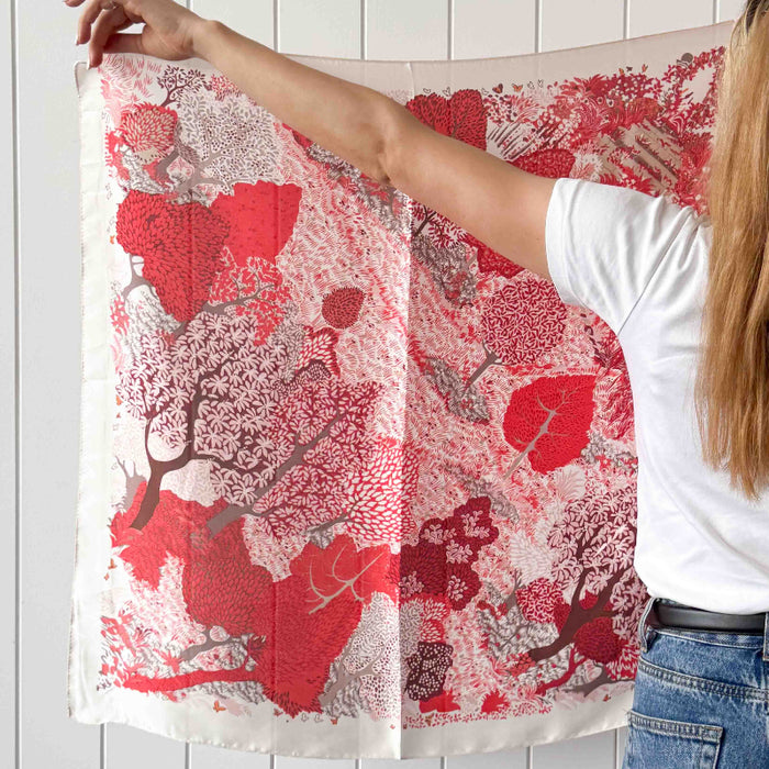 Forest Red & Pink Mini Square Scarf