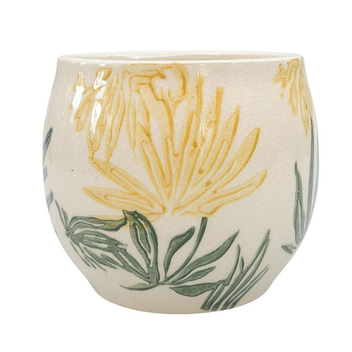 Pilbra Round Planter Yellow & Beige 15cm