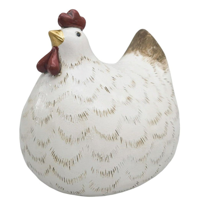 Chicken Resin Ornament White Large 15cm