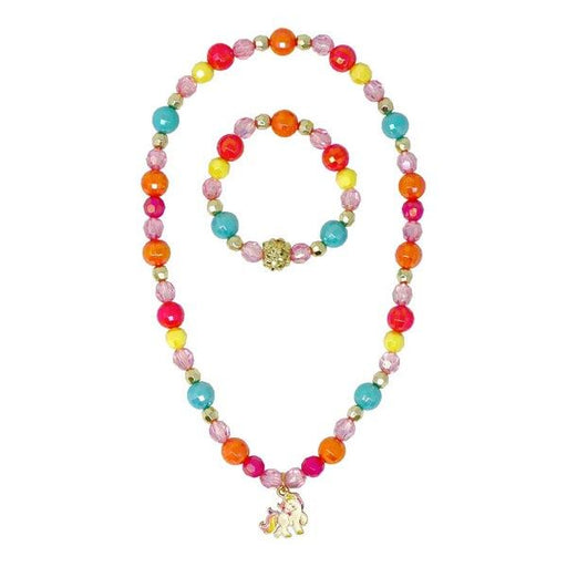 Colourful beaded necklace and bracelet set for children