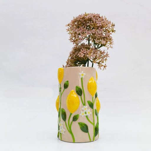 lemon floral vase for home decor