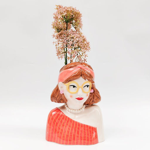 tropicana lady quirky colourful womans head and body vase
