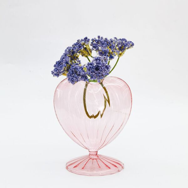 heart shaped small vase glass pink