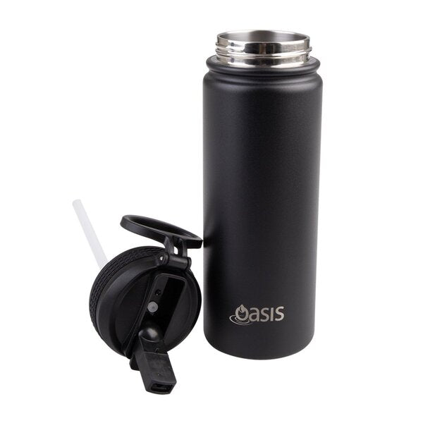 black water bottle with sraw oasis 550ml