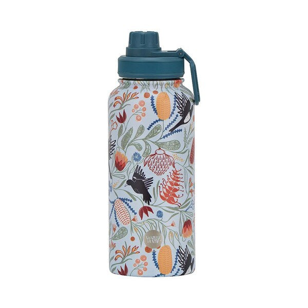 water bottle magpie bird design