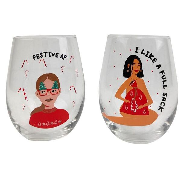 I Like it Festive AF Wine Glasses