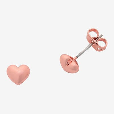 Rose gold heart-shaped stud earrings 