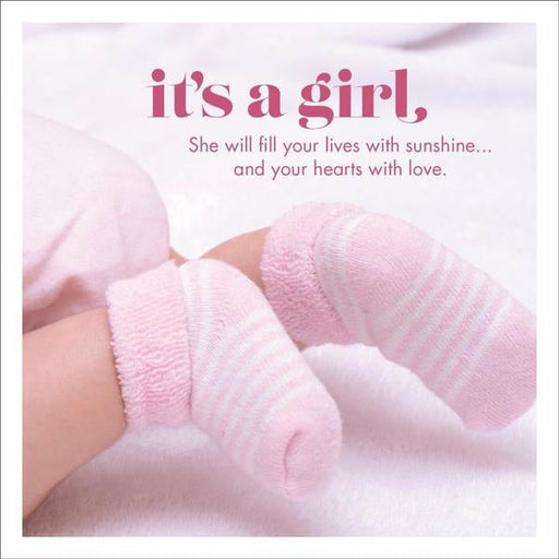 its a girl baby greeting card